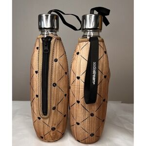 SodaStream Reusable Water Bottles Set of 2 w/ Insulated Zip Sleeves & Straps EUC
